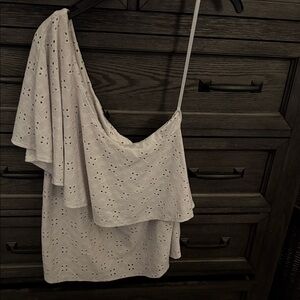 Torrid White Eyelet One-Shoulder Top